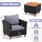 Costway 3PCS Patio Rattan Furniture Set Cushioned Sofa Storage Table with Wood Top White/Black/Grey/Navy/Red/Turquoise